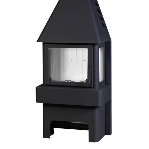 Печь-камин Экокамин 3 стекла чёрная (миниатюра)